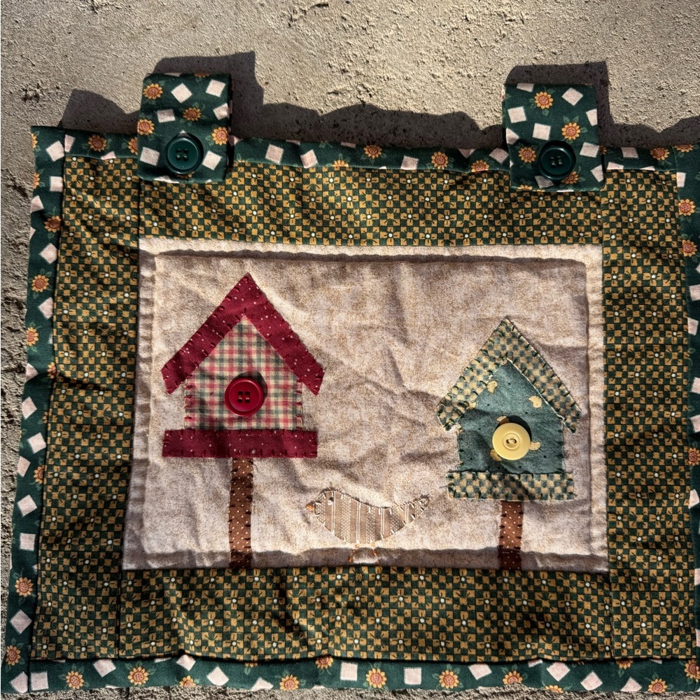 Handmade Quilted Wall Hanging with Button‎ Accents